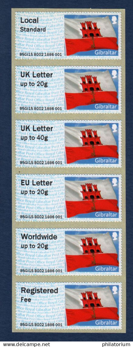 Gibraltar, **, Yv D1 , Mi ATM 1, SG FSG 1, Drapeau, Flag, Set 1 Complet, 2015, - Gibraltar