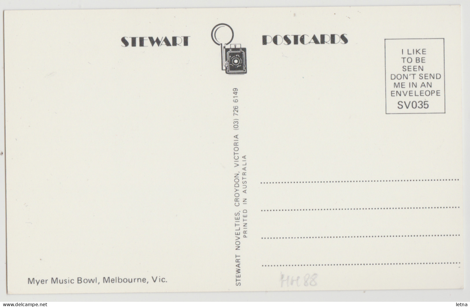 Australia VICTORIA VIC Myer Music Bowl Stage MELBOURNE Stewart SV035 Postcard C1980s - Melbourne