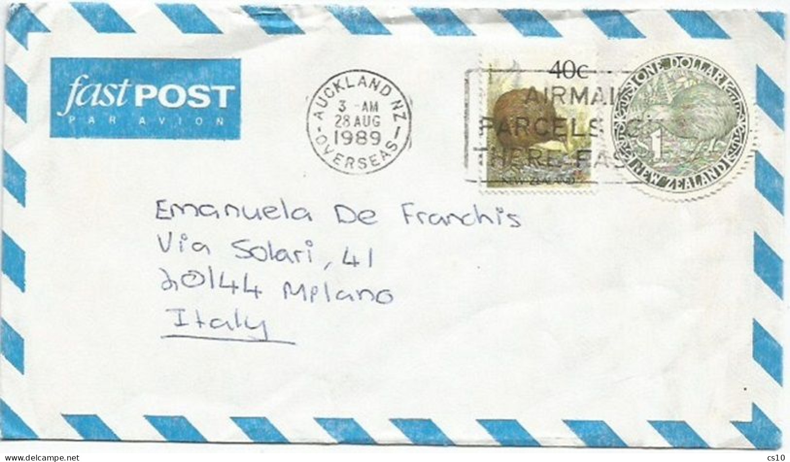 New Zealand AirmailCV 1989 With Kiwi S1 + C.40 - Lettres & Documents