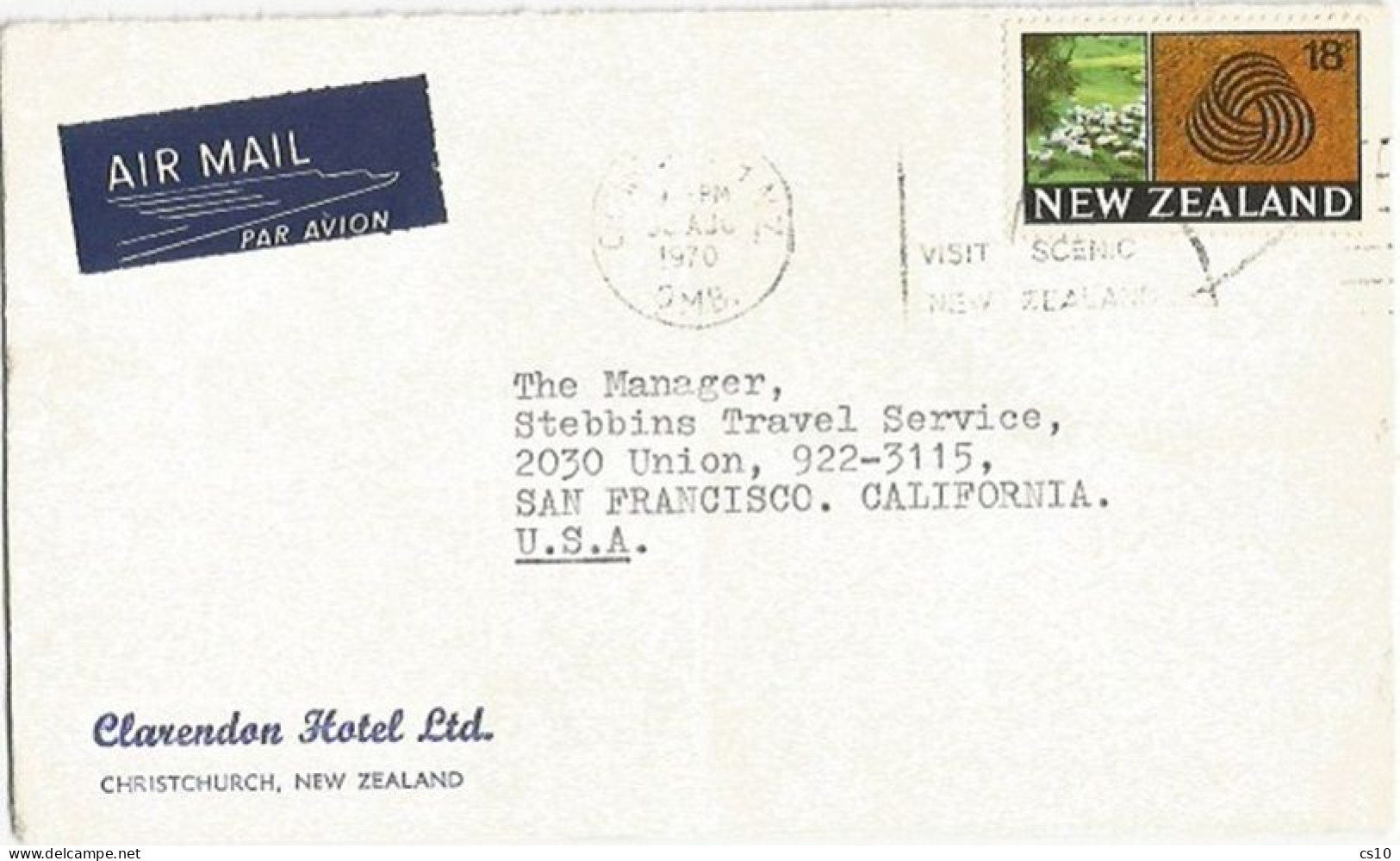 New Zealand AirmailCV ChristChurch 30aug1970 With Wool Production Propaganda C.18 Solo Franking - Covers & Documents