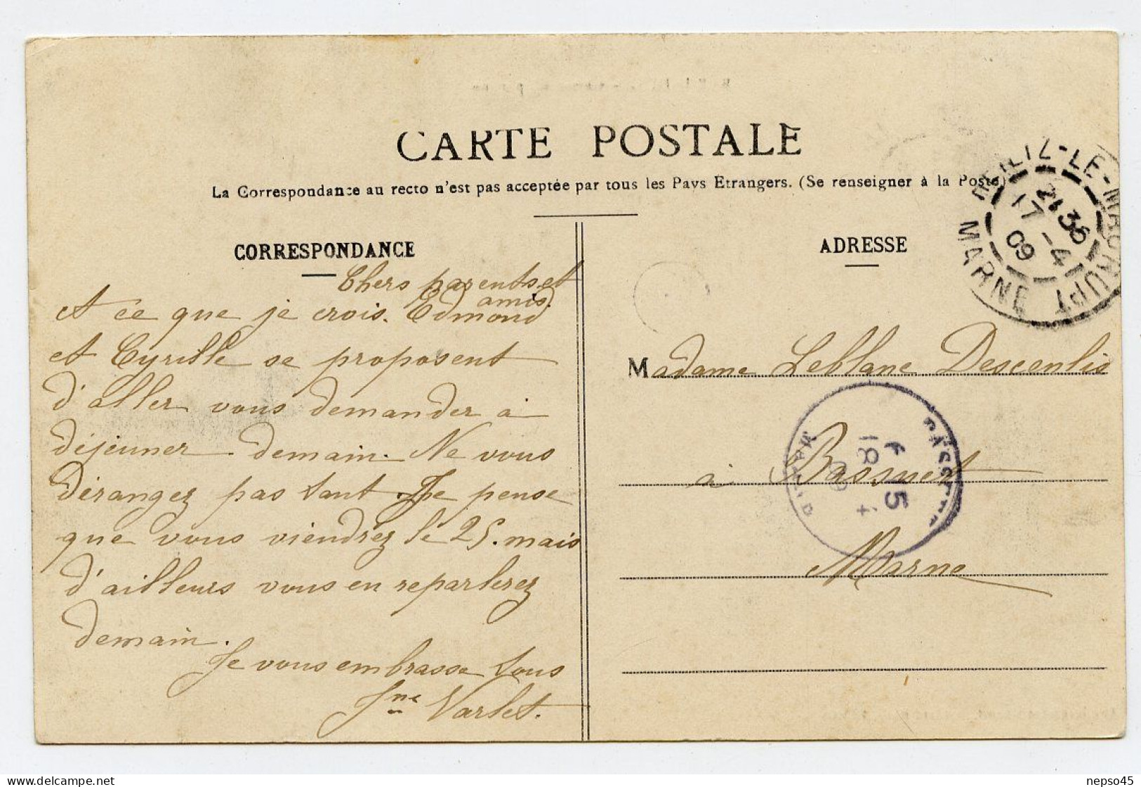 Banque Caisse D'Epargne.Bar Le Duc.Meuse.Lorraine.année 1909. - Banche