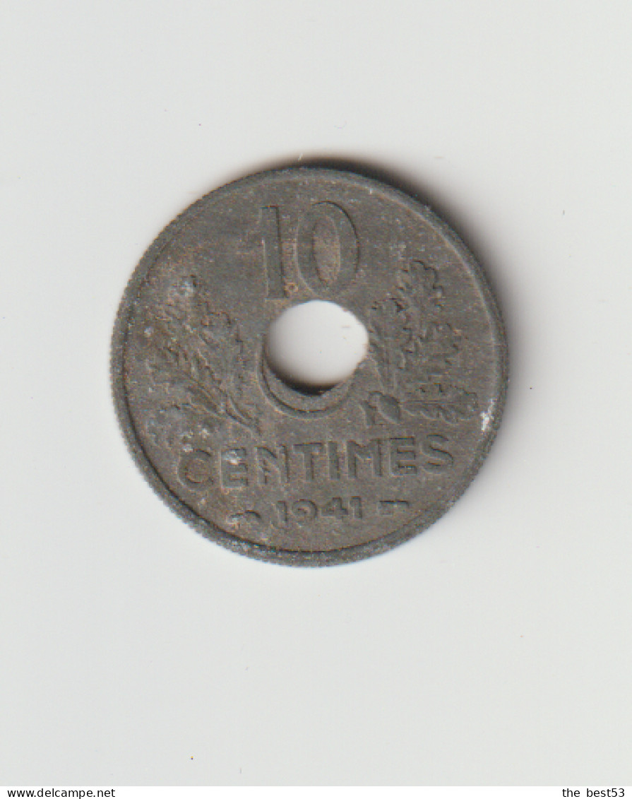 France  -  Etat Français -  10 Centimes  1941  Zg  -  TB+  -  Trou Décentré - 10 Centimes