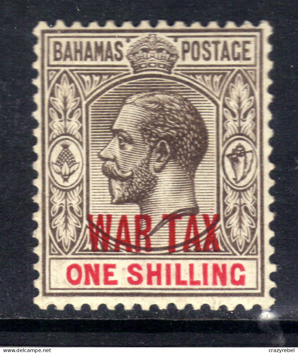 Bahamas 1918 KGV 1/-d Grey & Carmine MM SG 99 Ovpt War Tax ( C1002 ) - 1933-1964 Colonie Britannique