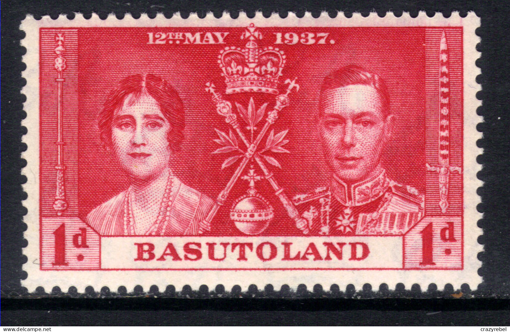 Basutoland 1937 KGV1 1d Scarlet Coronation Umm SG 15 ( D824 ) - 1933-1964 Kronenkolonie