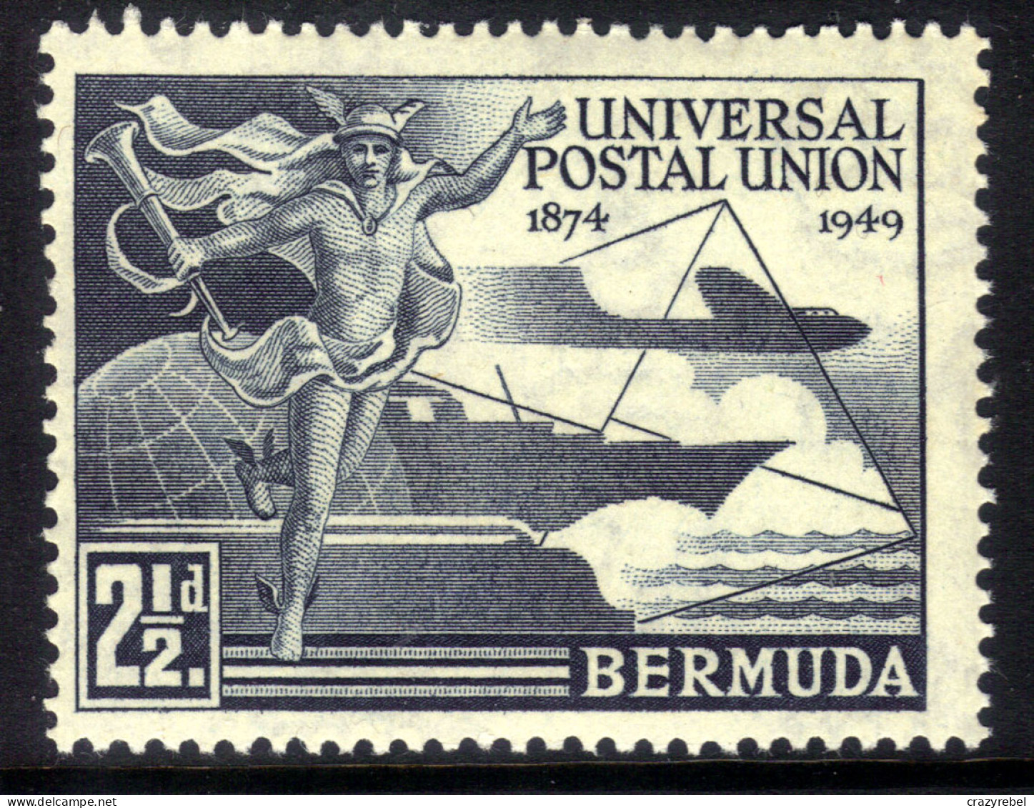 Bermuda 1949 KGV1 2 1/2d Blue Black 75th Anniv UPU Umm SG 130 ( G1031 ) - Bermuda