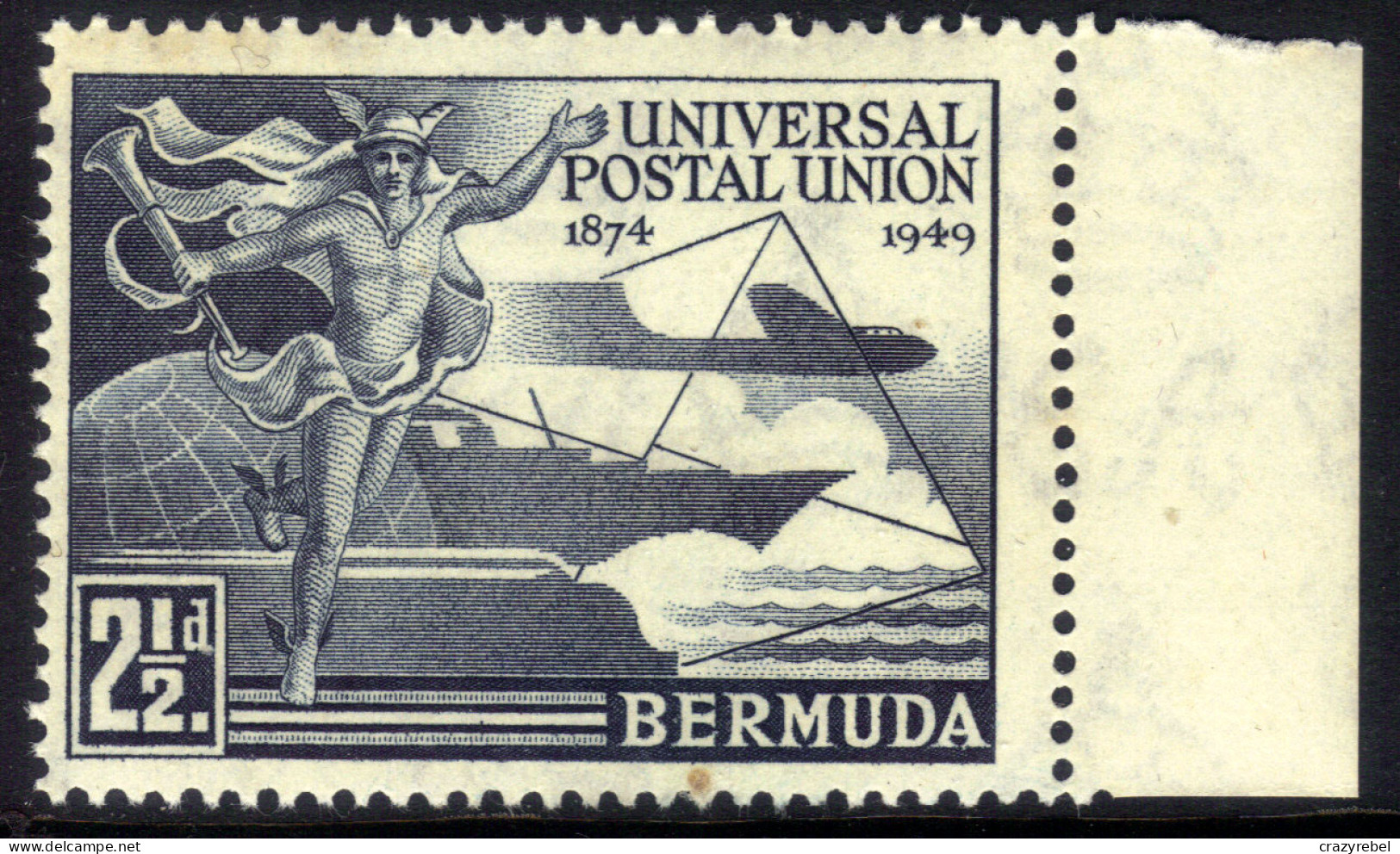 Bermuda 1949 KGV1 2 1/2d Blue Black 75th Anniv UPU Umm SG 130 ( H180 ) - Bermuda