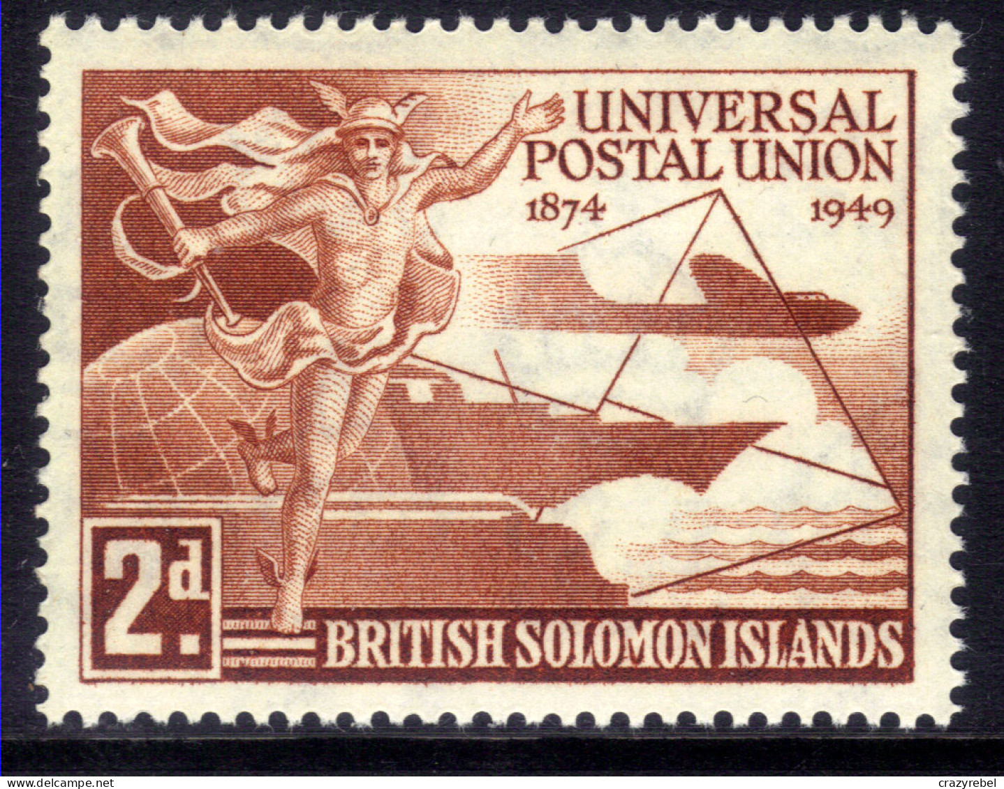 British Solomon Island 1949 KGV1 2d Red Brown Anniv UPU Umm SG 77 ( L1069 ) - British Solomon Islands (...-1978)