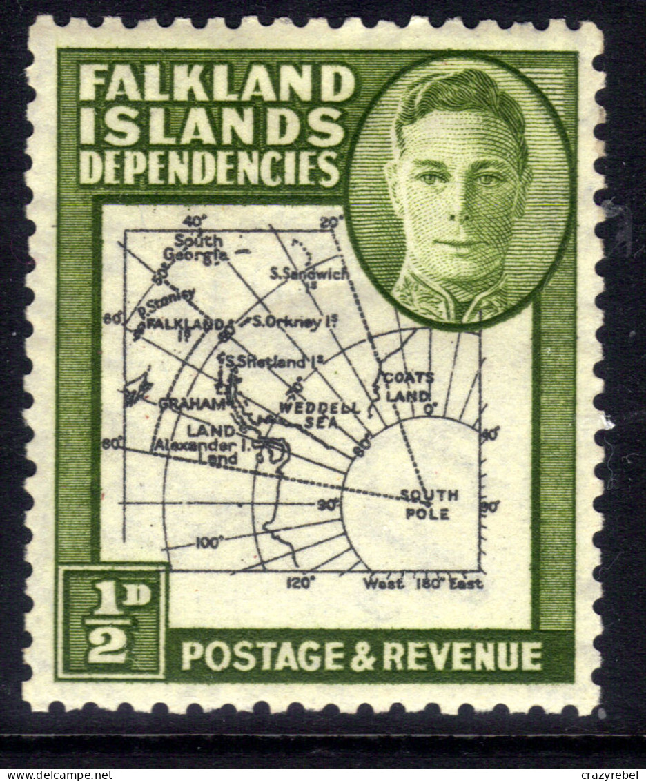 Falkland Islands Depd 1946 - 49 KGV1 1/2d Green & Black Map MM SG G1 (F1336 ) - Falkland
