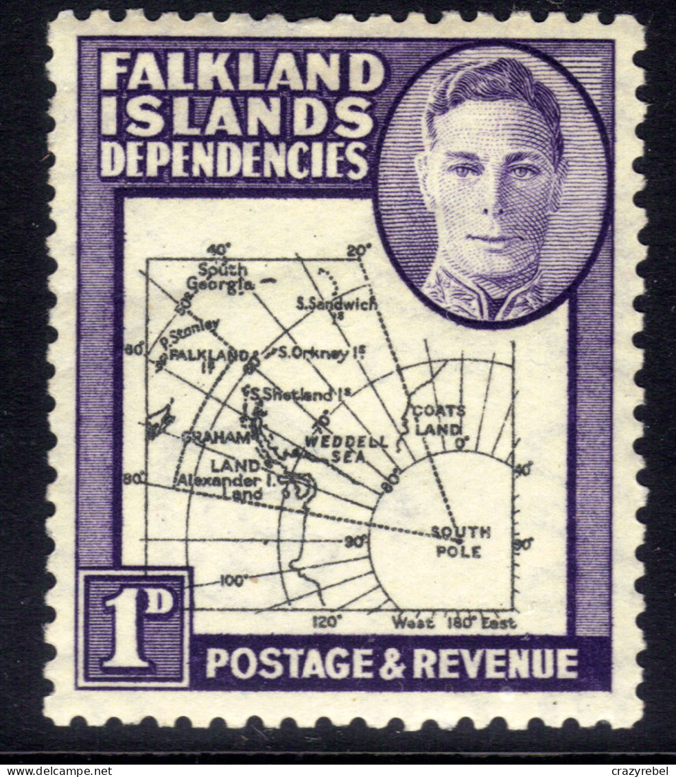 Falkland Islands Depd 1946 - 49 KGV1 1d Violet & Black Map MM SG G2 ( F1209 ) - Falkland