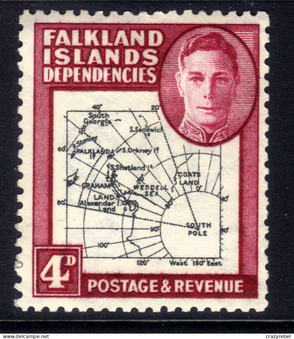 Falkland Islands Depd 1946 - 49 KGV1 4d Claret & Black Map MM SG G5 ( F1347 ) - Falkland