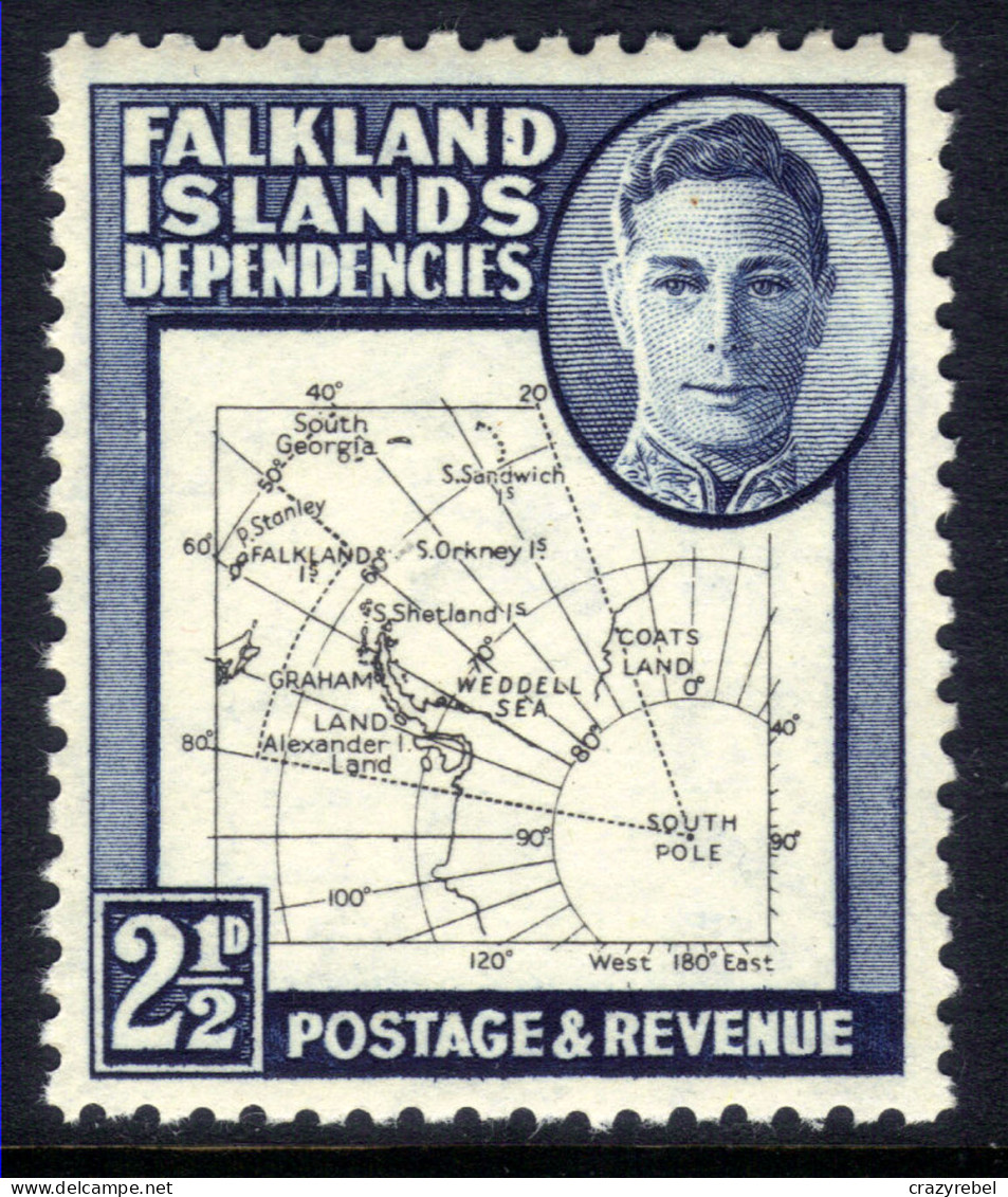 Falkland Islands Depd 1949 KGV1 2 1/2d Blue & Black Map Umm SG G11b ( H206 ) - Falkland