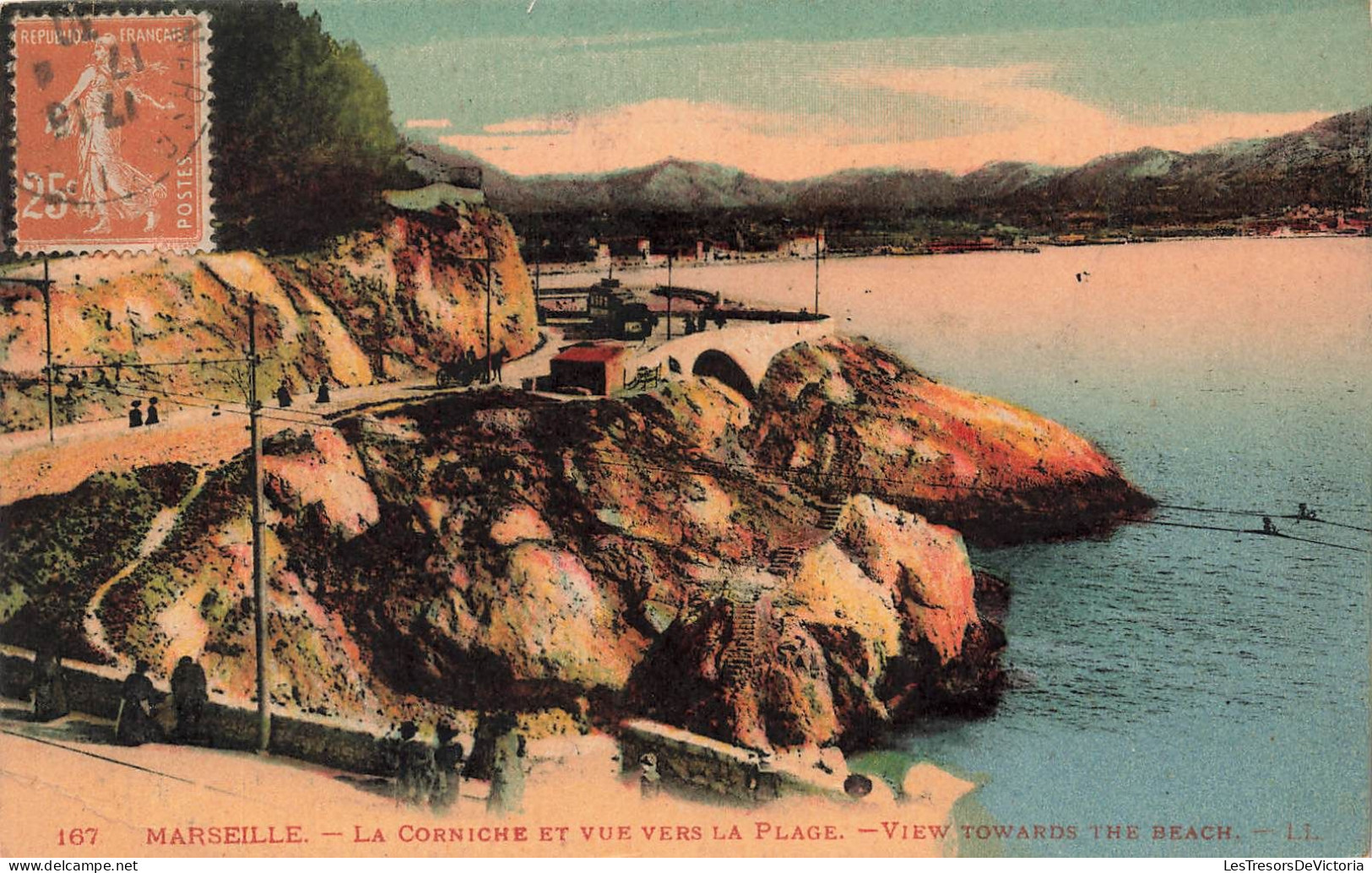 FRANCE - Marseille - La Corniche Et Vue Vers La Plage - View Towards The Beach - LL - Carte Postale Ancienne - Monuments