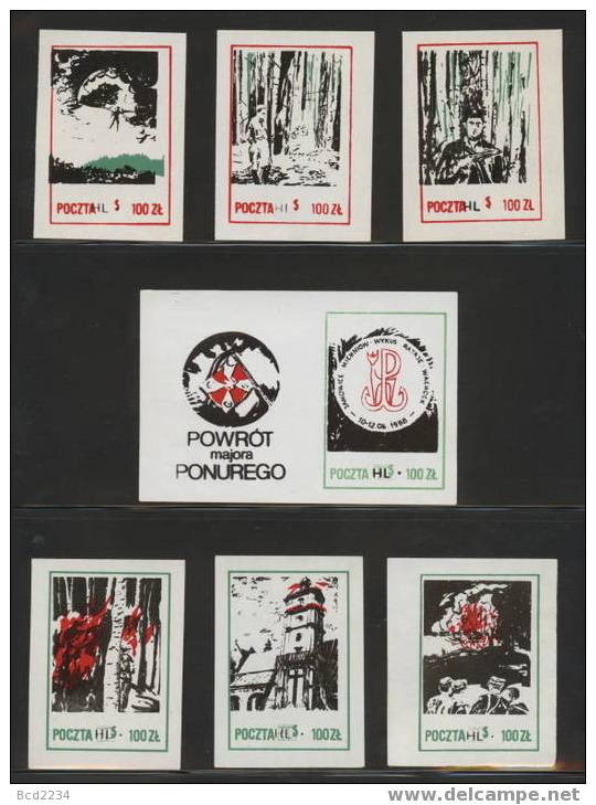 POLAND SOLIDARNOSC MAJOR PONURY RETURN SET OF 6 + MS (SOLID1231/0843) - Vignettes Solidarnosc