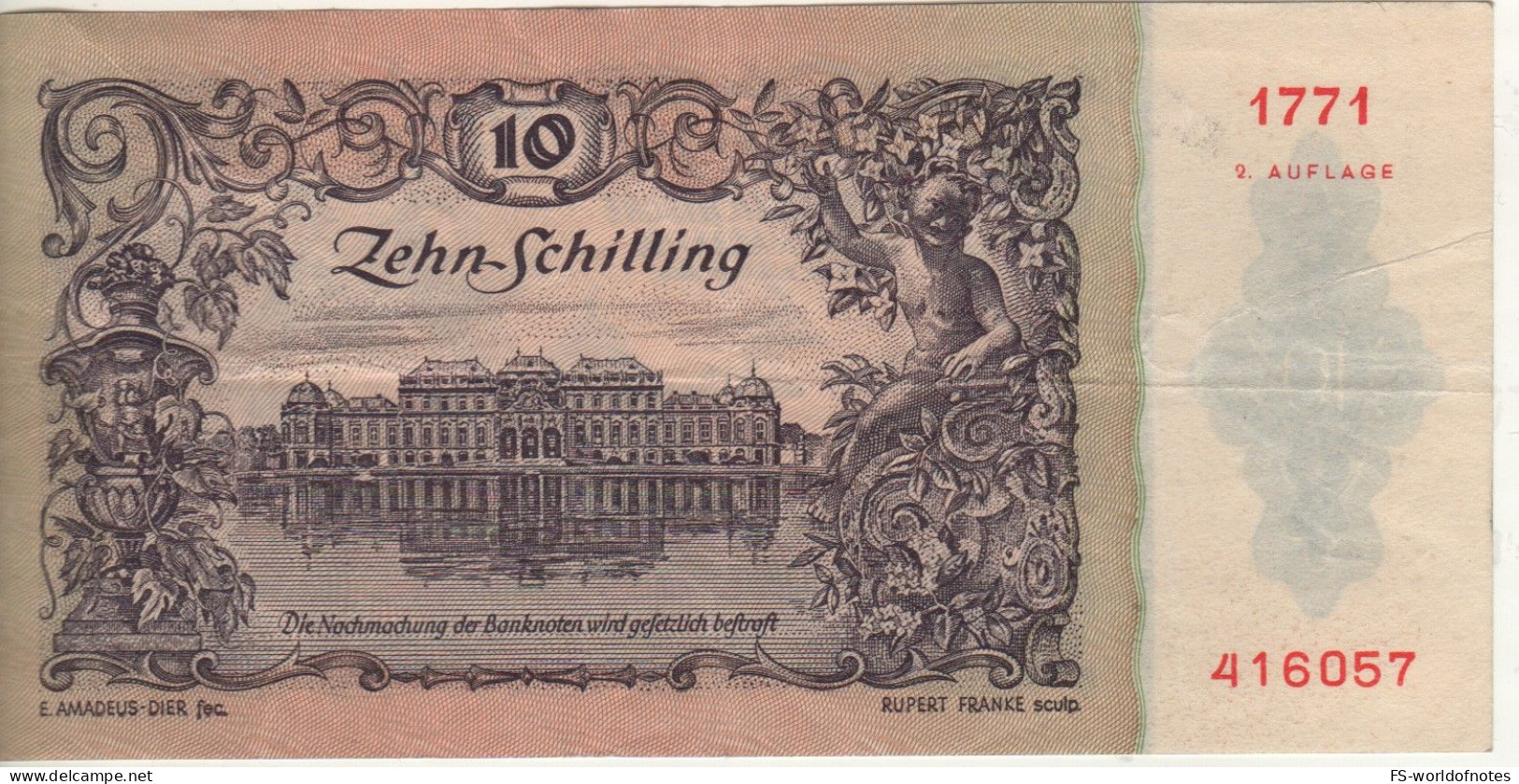 AUSTRIA   10 Schilling  P128   2. Auflage  Dated 02.01.1950    ( Horseman  On Front - Castel On Back ) - Oesterreich