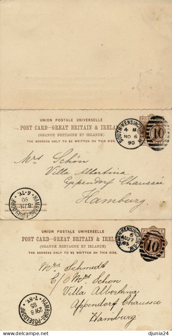 BF0331 /  GREAT BRITAIN  -  1885 / 1890  ,  2 POST CARD  -  Michel P18 + P21 II 14/3 - Cartas & Documentos