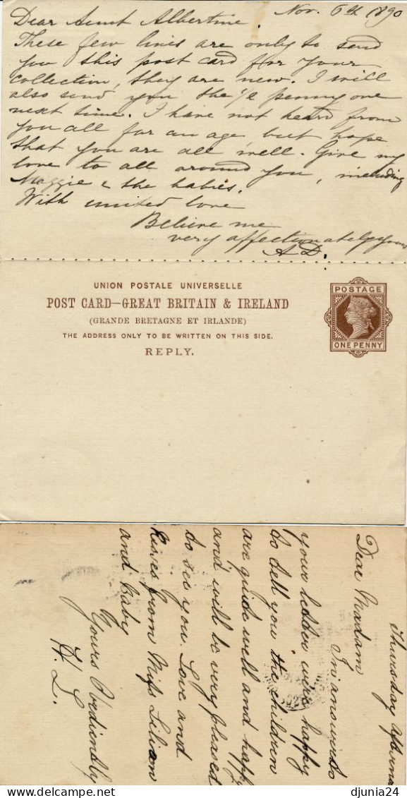 BF0331 /  GREAT BRITAIN  -  1885 / 1890  ,  2 POST CARD  -  Michel P18 + P21 II 14/3 - Brieven En Documenten