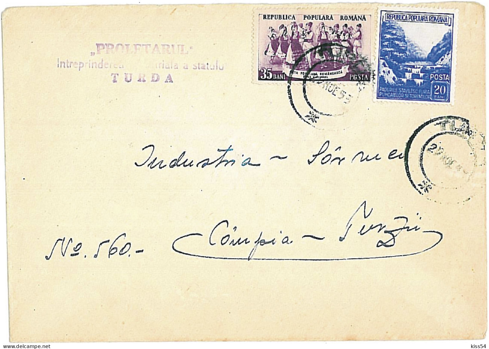 CIP 15 - 12-a Turda - Cover - Used - 1953 - Storia Postale