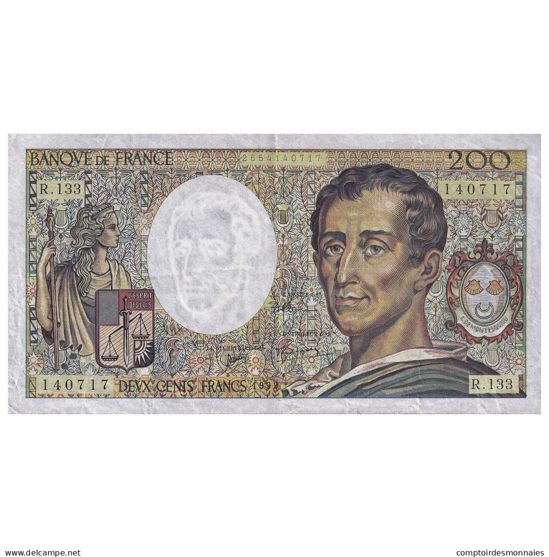 France, 200 Francs, Montesquieu, 1992, R.133, TTB, Fayette:70.12c, KM:155e - 200 F 1981-1994 ''Montesquieu''