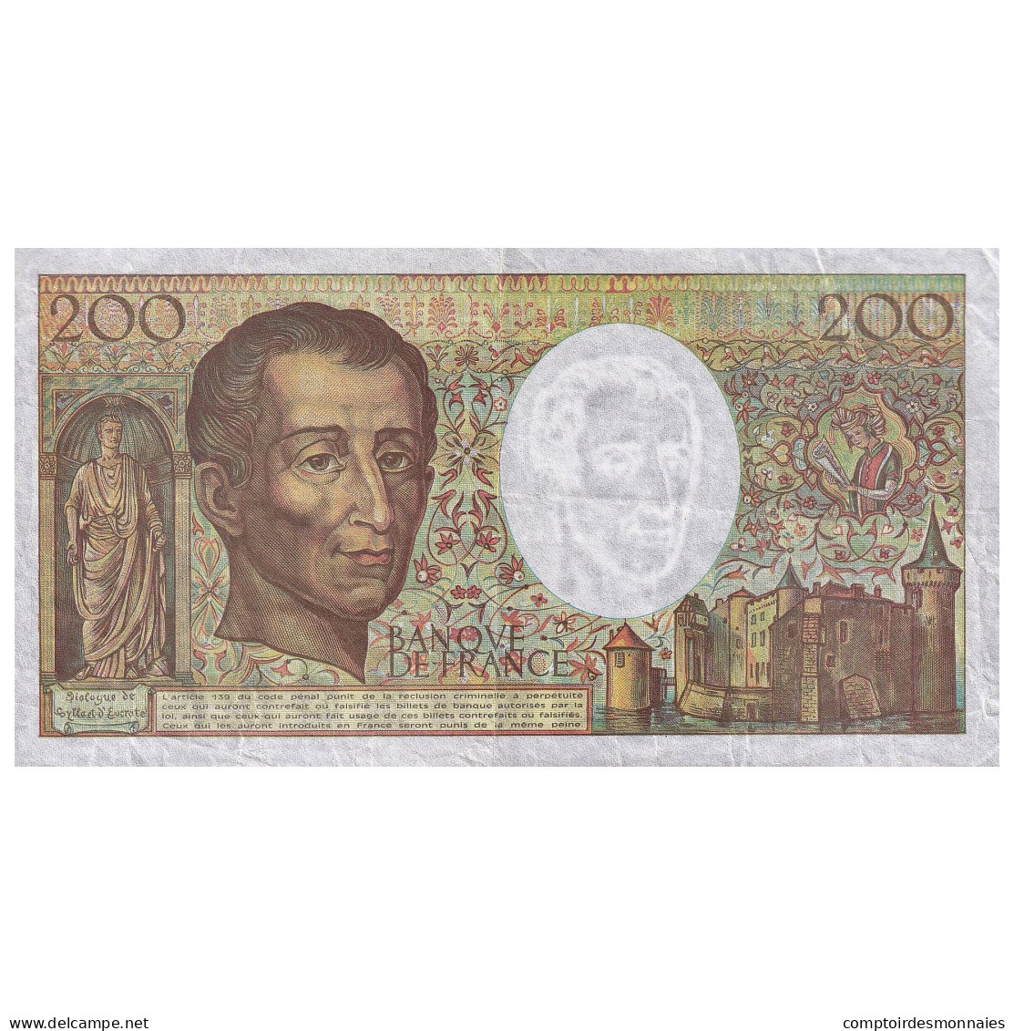 France, 200 Francs, Montesquieu, 1992, R.133, TTB, Fayette:70.12c, KM:155e - 200 F 1981-1994 ''Montesquieu''