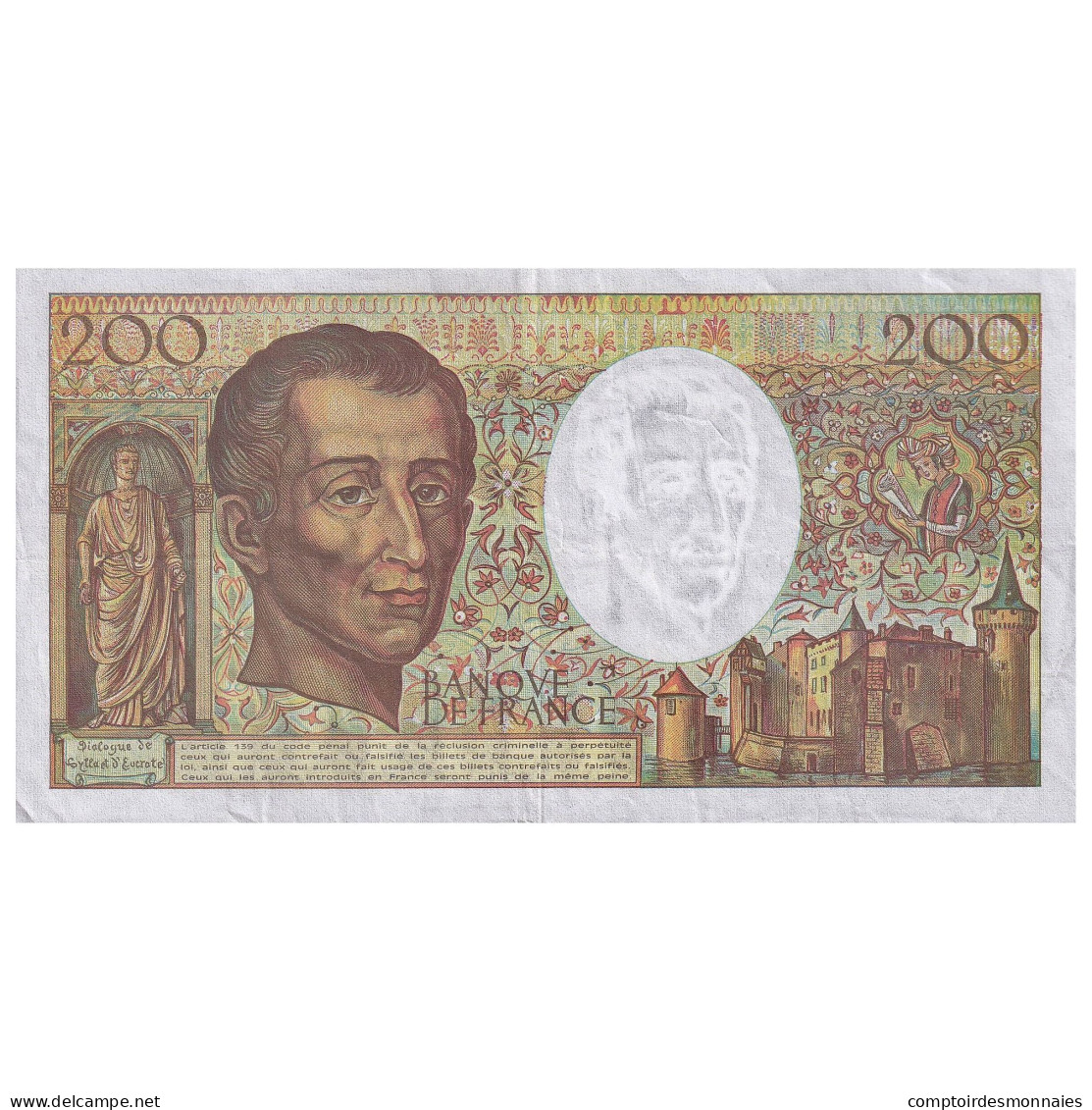 France, 200 Francs, Montesquieu, 1992, C.102, TTB+, Fayette:70.12a, KM:155e - 200 F 1981-1994 ''Montesquieu''