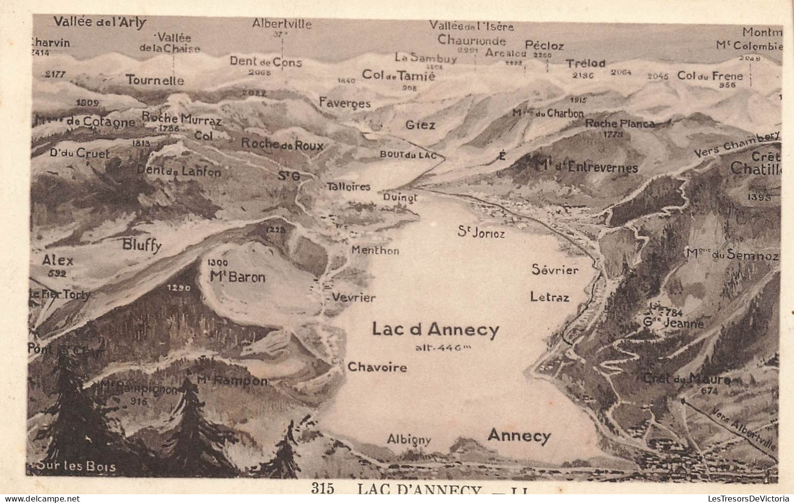 FRANCE - Vue De Différents Régions Mentionné Sur Une Carte - Lac D'Annecy - Carte Postale Ancienne - Annecy