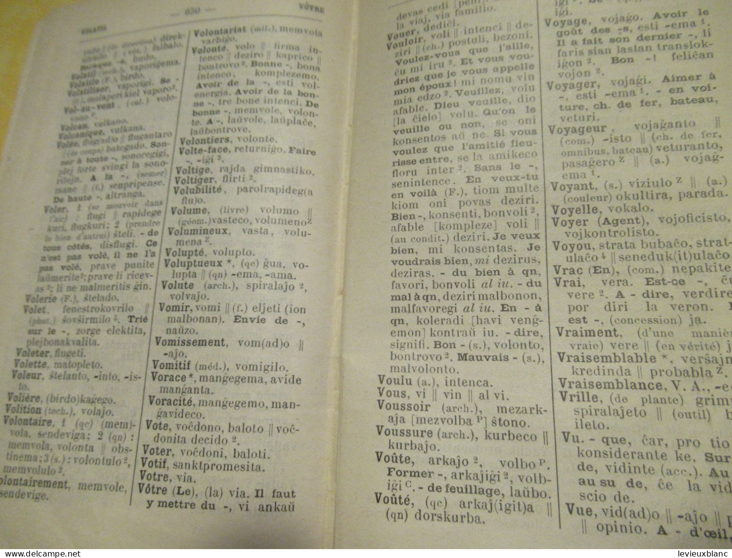 Dictionnaire Complet Français- Esperanto/ "La Revuo"/ Grosjean-Maupin/ Hachette & Cie/Paris/Brodard/1913           DIC10