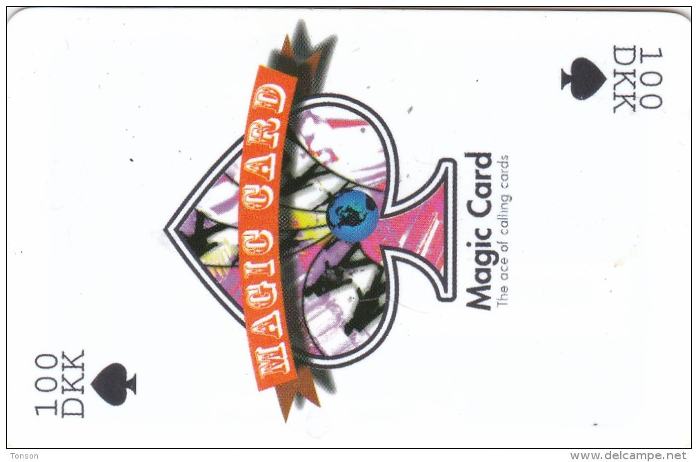 Denmark, 100 DKK, Magic Card, Ace Of Spades, 2 Scans. - Denmark