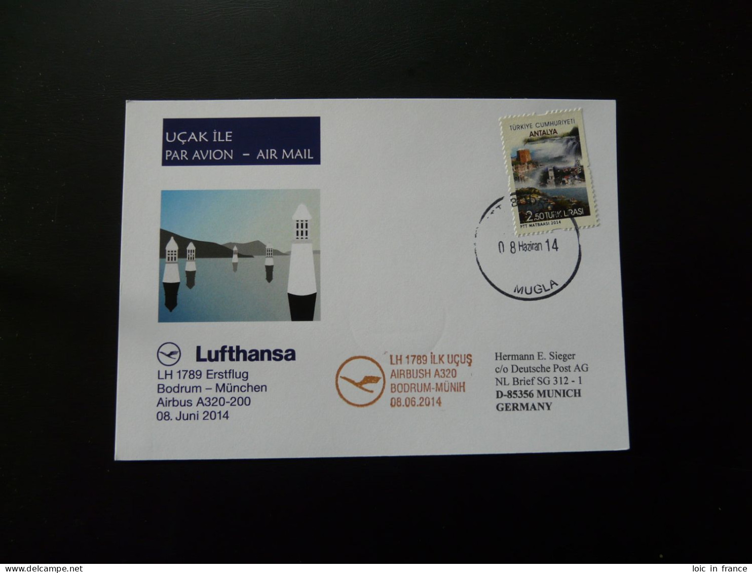 Premier Vol First Flight Bodrum Turkey To Munchen Airbus A320 Lufthansa 2014 (ex 1) - Briefe U. Dokumente