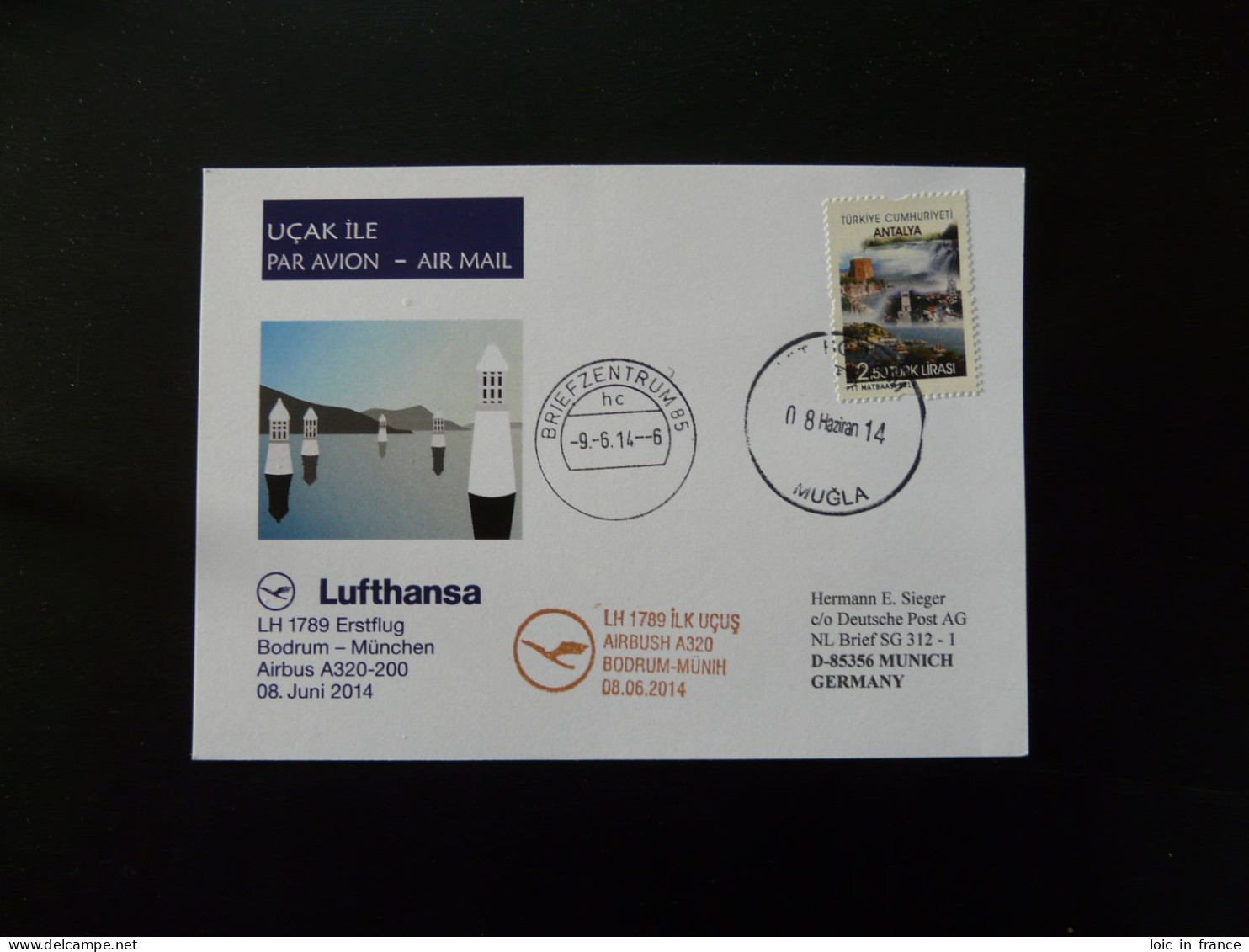 Premier Vol First Flight Bodrum Turkey To Munchen Airbus A320 Lufthansa 2014 (ex 2) - Storia Postale