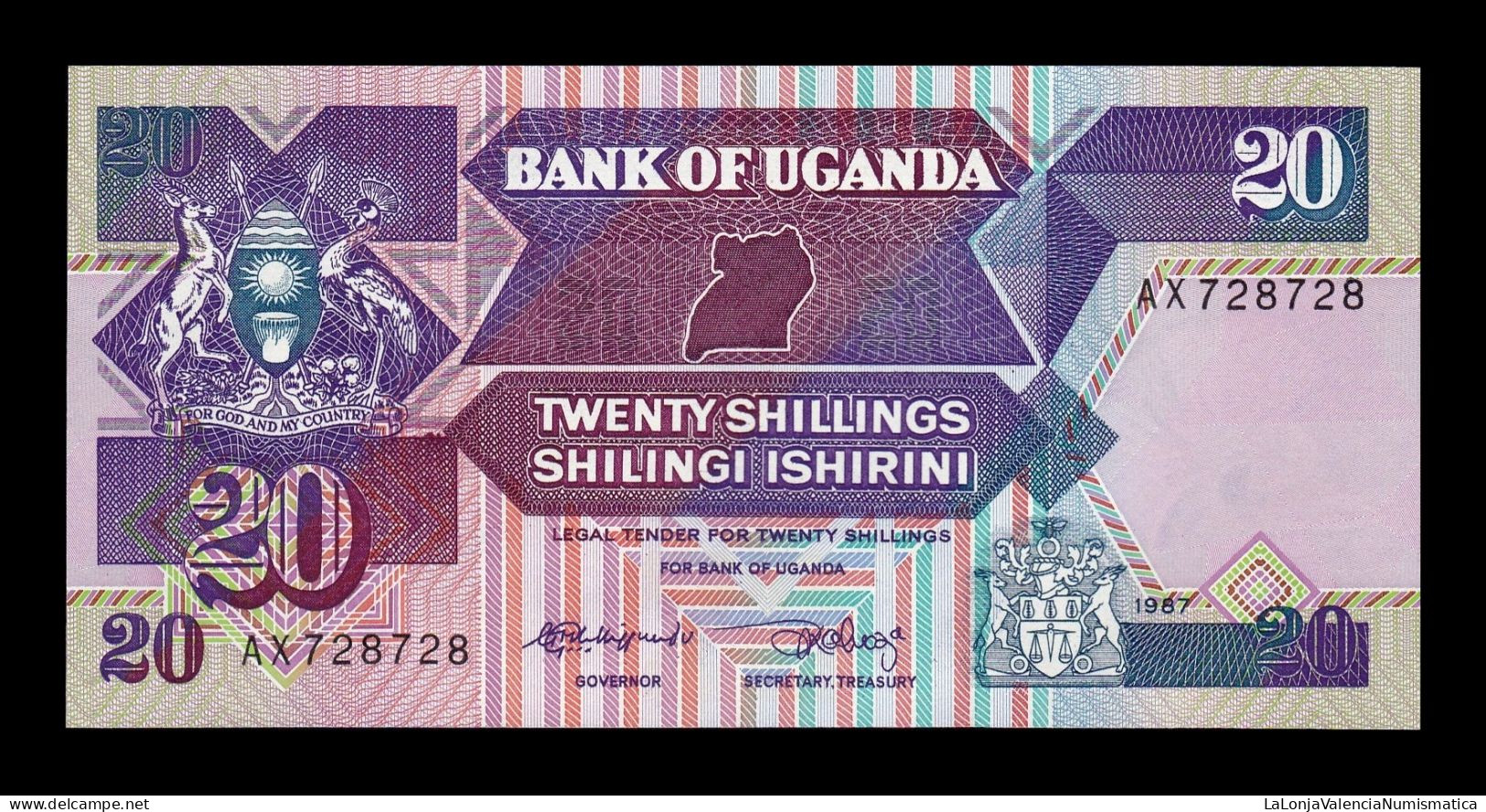 Uganda 20 Shillings 1987 Pick 29a Sc Unc - Ouganda