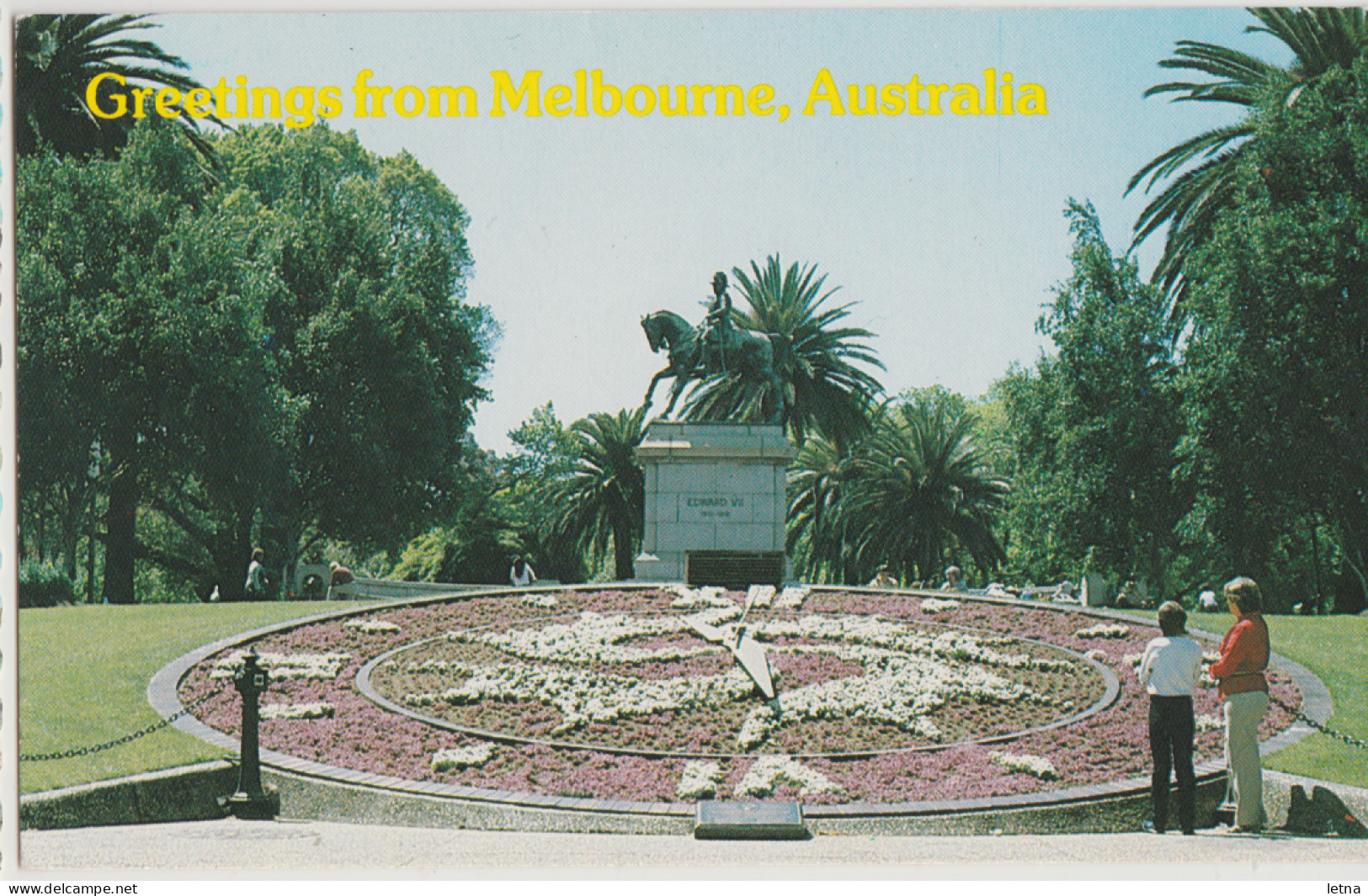 Australia VICTORIA VIC Floral Clock & KEVII Statue Botanic Gardens MELBOURNE Stewart No.2006 Postcard C1970s - Melbourne