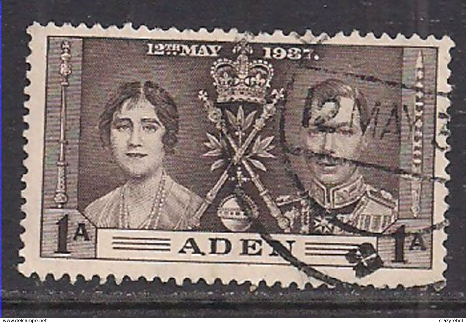 Aden 1937 KGV1 1an Coronation SG 13 Brown Used ( C274 ) - Aden (1854-1963)