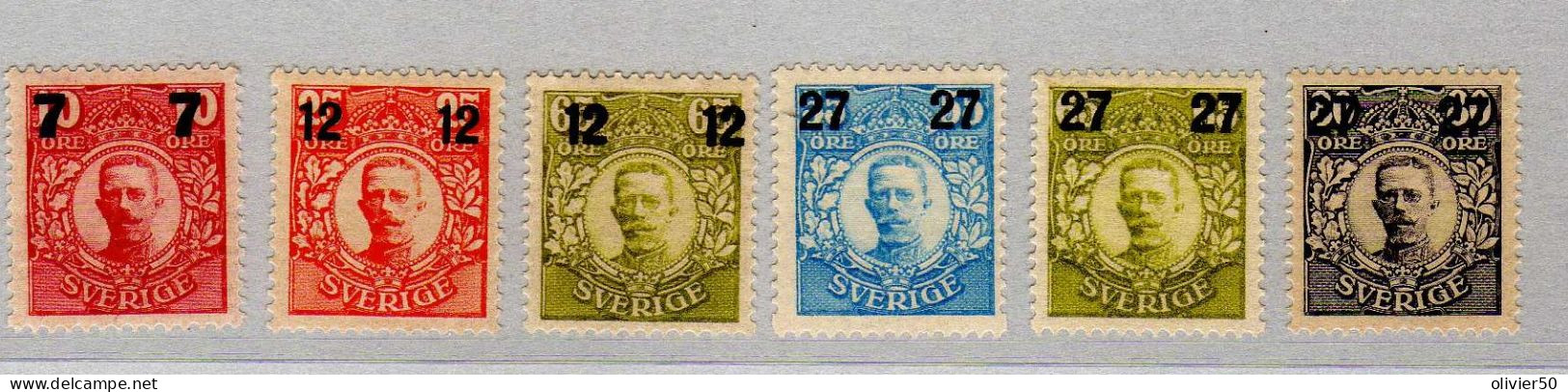 Suede - (1918-19)  - Gustave V - Surcharges - Neufs** - MNH - Unused Stamps