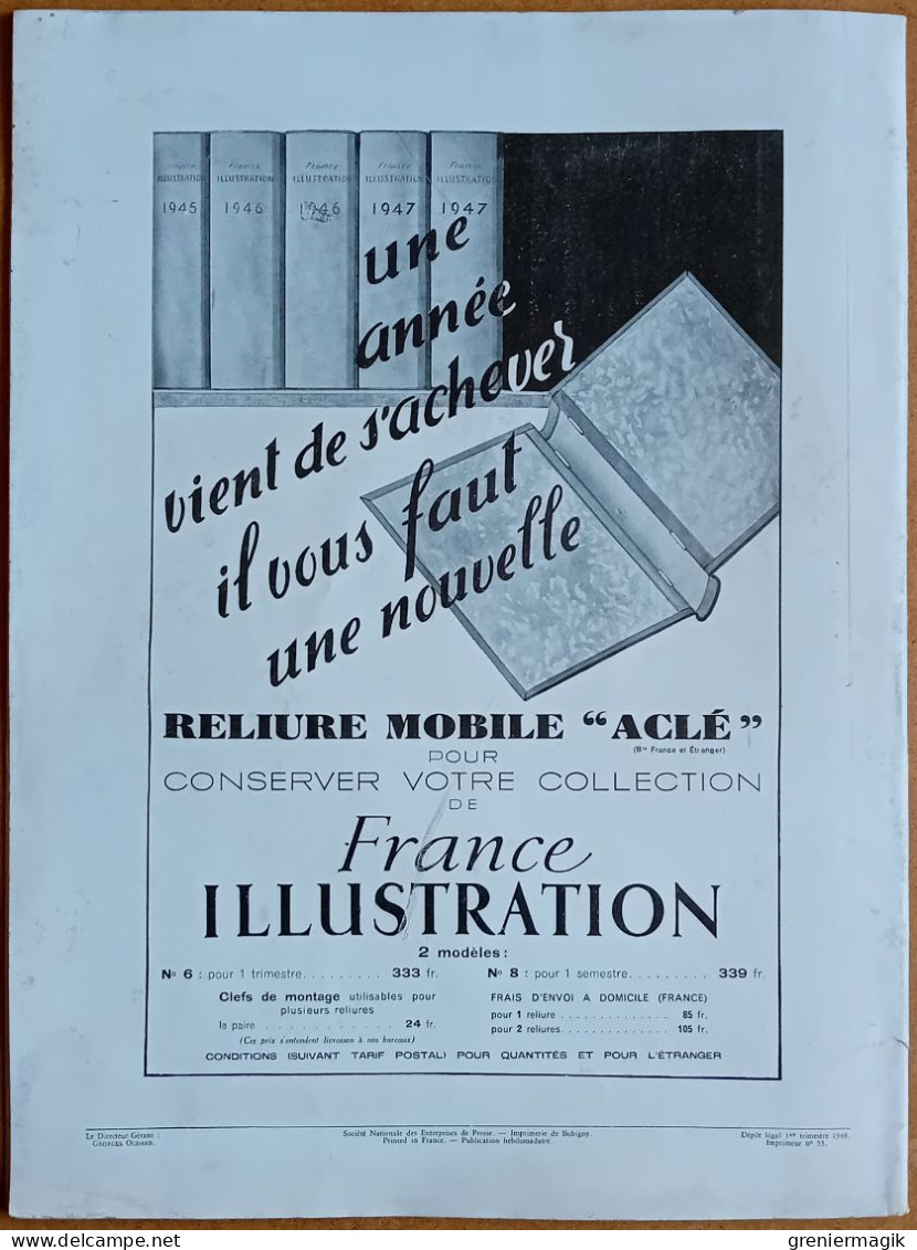 France Illustration N°124 14/02/1948 Funérailles Mahatma Gandhi/Marine marchande/Grèce/J.O. Saint-Moritz/Orville Wright