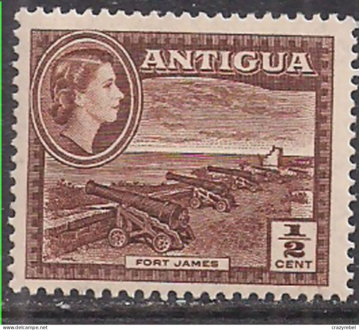 Antigua 1953 - 62 QE2 1/2cent Brown SG 120a MLH ( B804 ) - 1858-1960 Kronenkolonie
