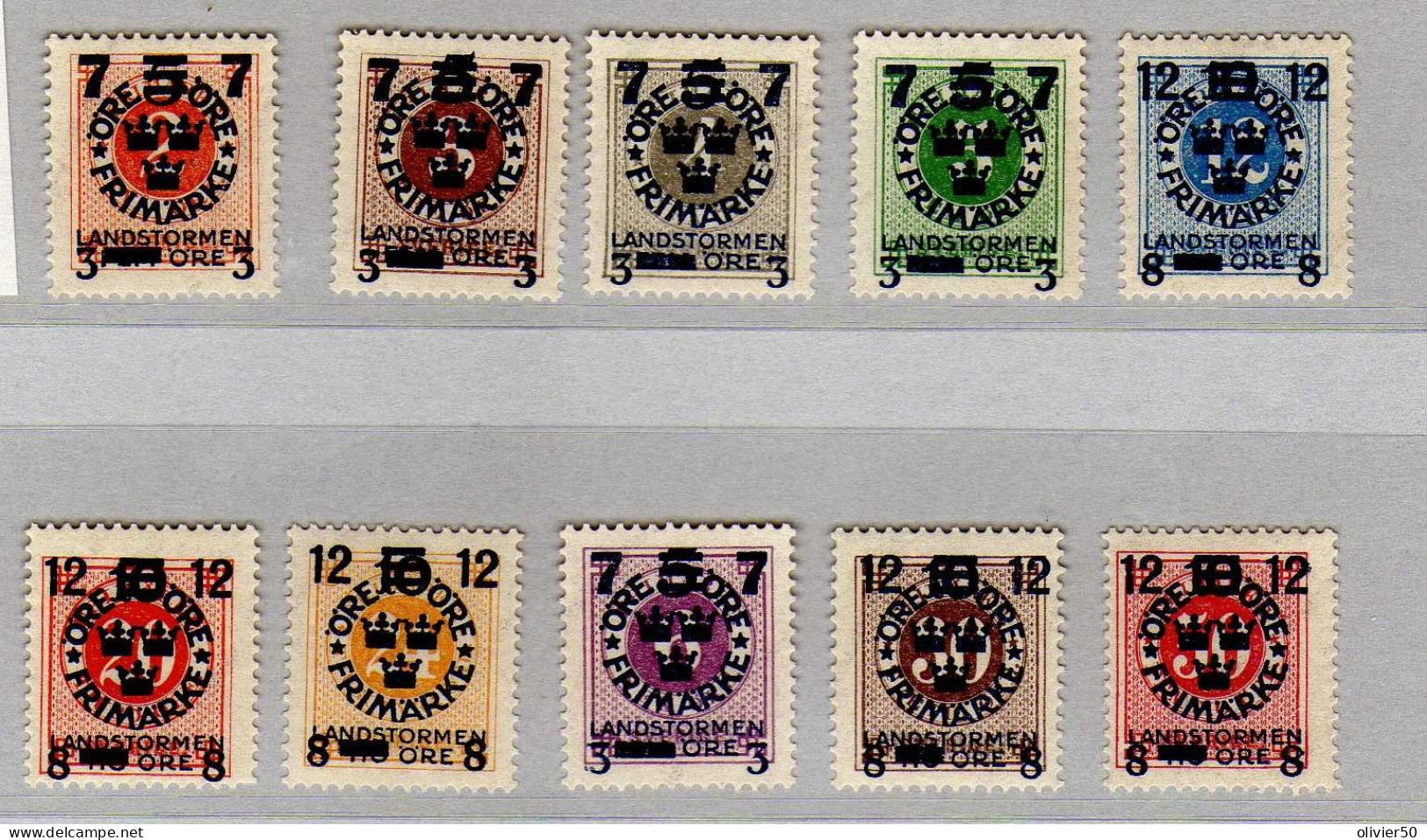 Suede - (1918)  -  Timbres  Surcharges  Landstorm - Neufs** - MNH - Neufs