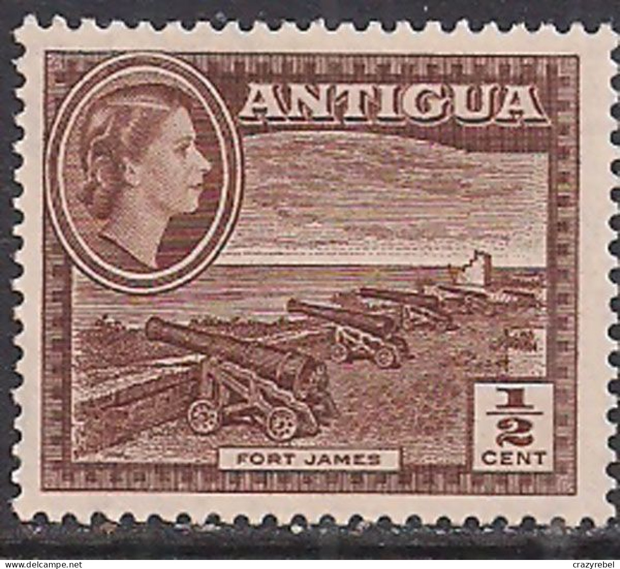 Antigua 1953 - 62 QE2 1/2cent Brown SG 120a MNH ( B1005 ) - 1858-1960 Colonie Britannique