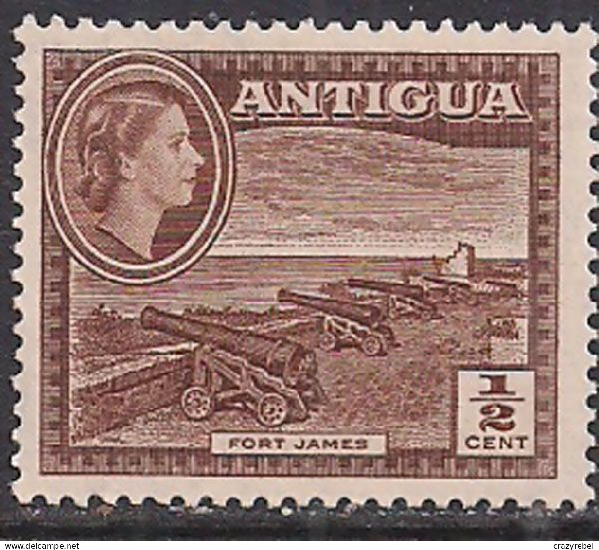 Antigua 1953 - 62 QE2 1/2cent Brown SG 120a MNH ( B1005 ) - 1858-1960 Colonia Británica