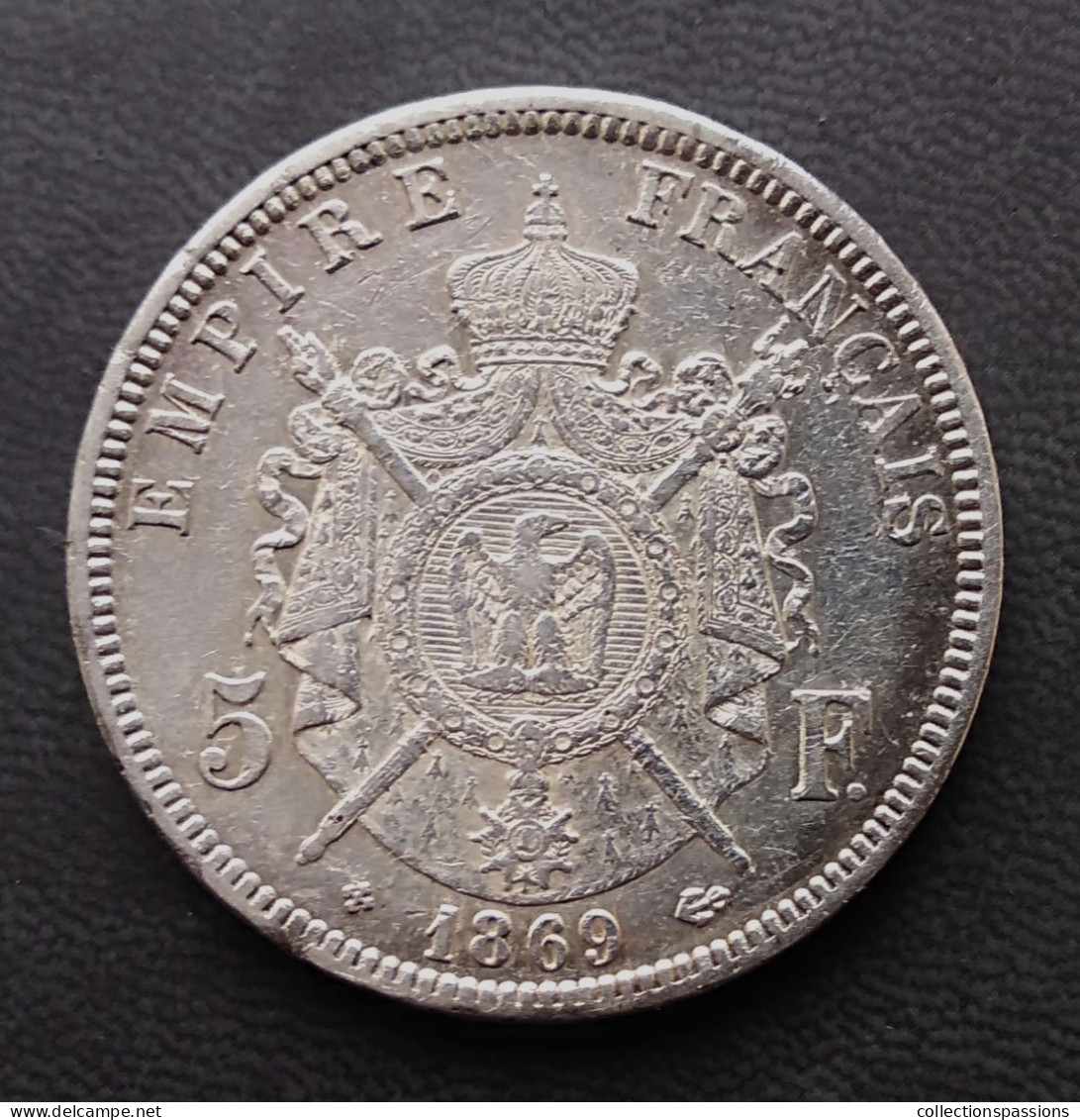 5 Francs. NAPOLEON III. 1869 BB - - 5 Francs