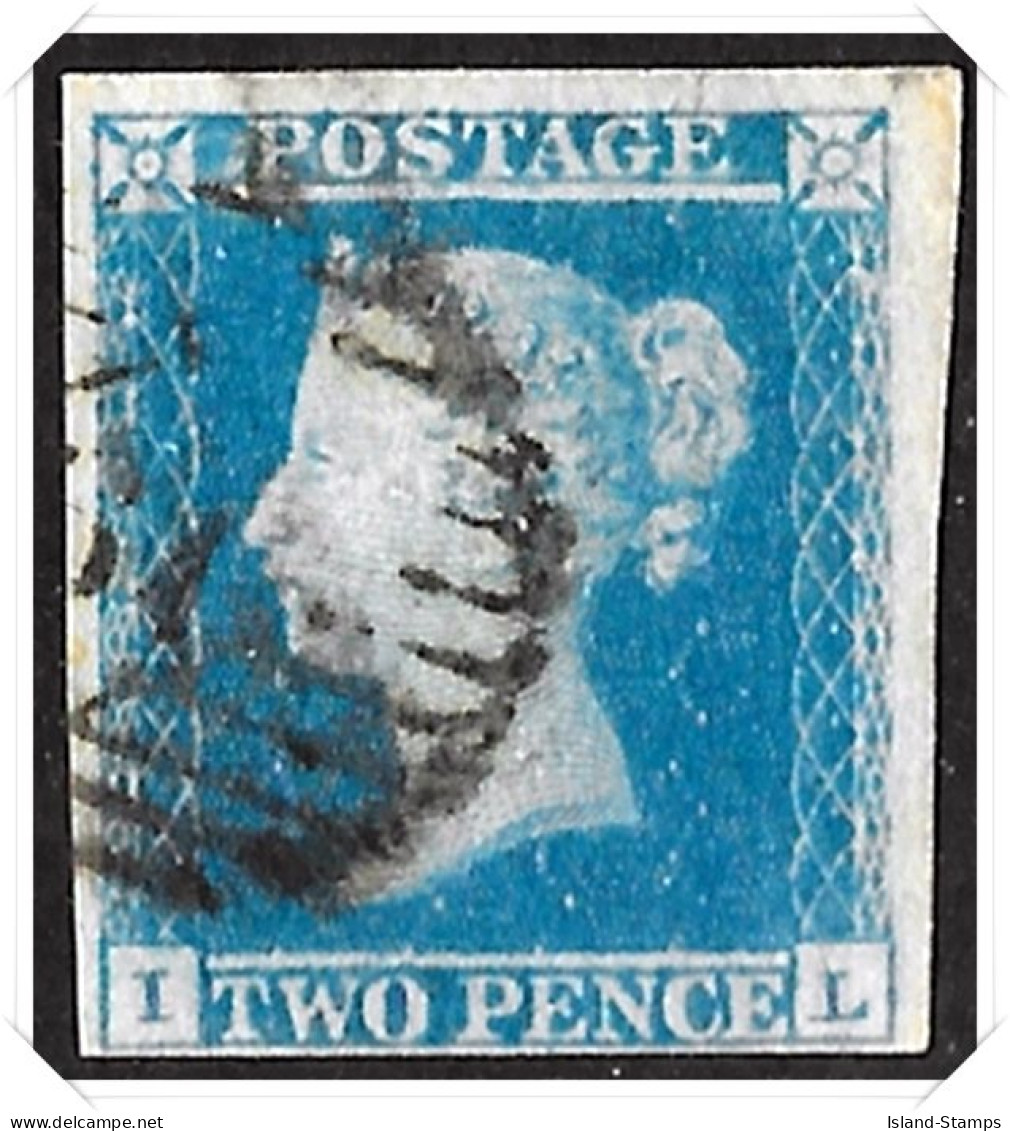 SG 14 Queen Victoria - 2d Blue - Imperf - I-L - 4 Margins Used - Usati