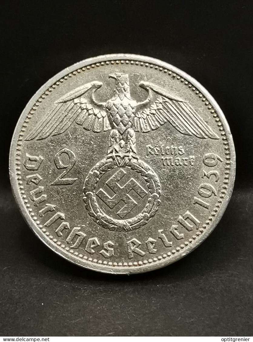 2 REICHSMARK ARGENT 1939 A BERLIN PAUL VON HINDENBURG ALLEMAGNE / GERMANY SILVER - 2 Reichsmark