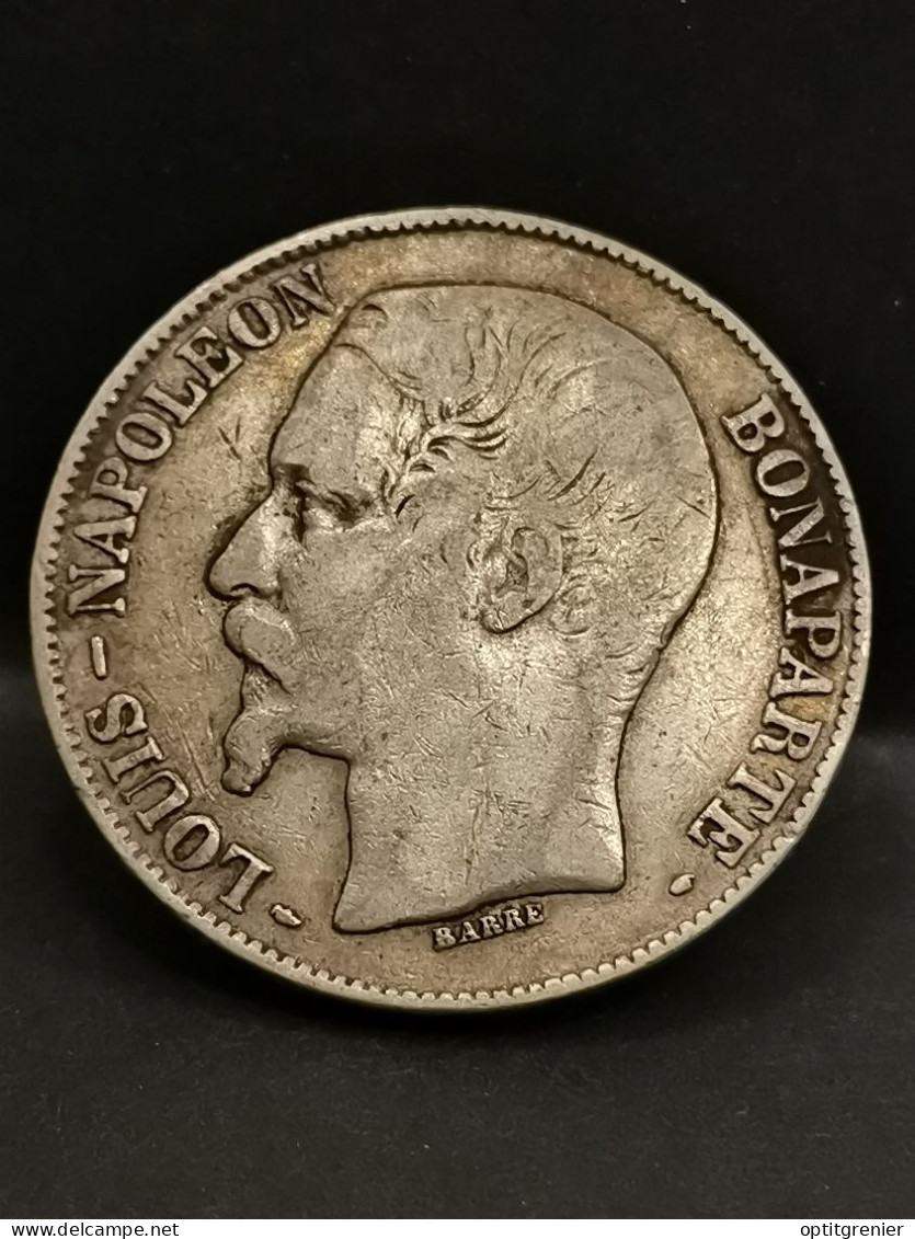 5 FRANCS ARGENT 1852 A PARIS LOUIS NAPOLEON BONAPARTE TETE NUE / FRANCE SILVER - 5 Francs