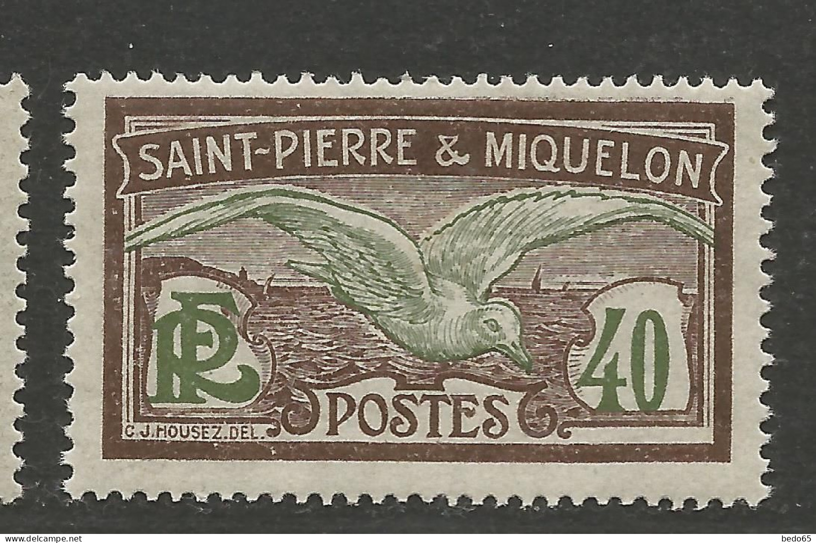 SAINT PIERRE ET MIQUELON N° 87 NEUF* TRACE DE CHARNIERE   / Hinge  / MH - Ongebruikt