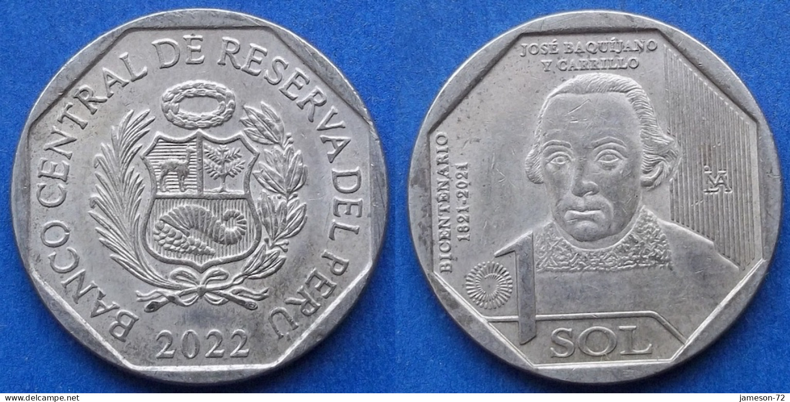 PERU - 1 Sol 2022 "Jose Baquijano Y Carrillo" KM# 435 Monetary Reform (1991) - Edelweiss Coins - Peru