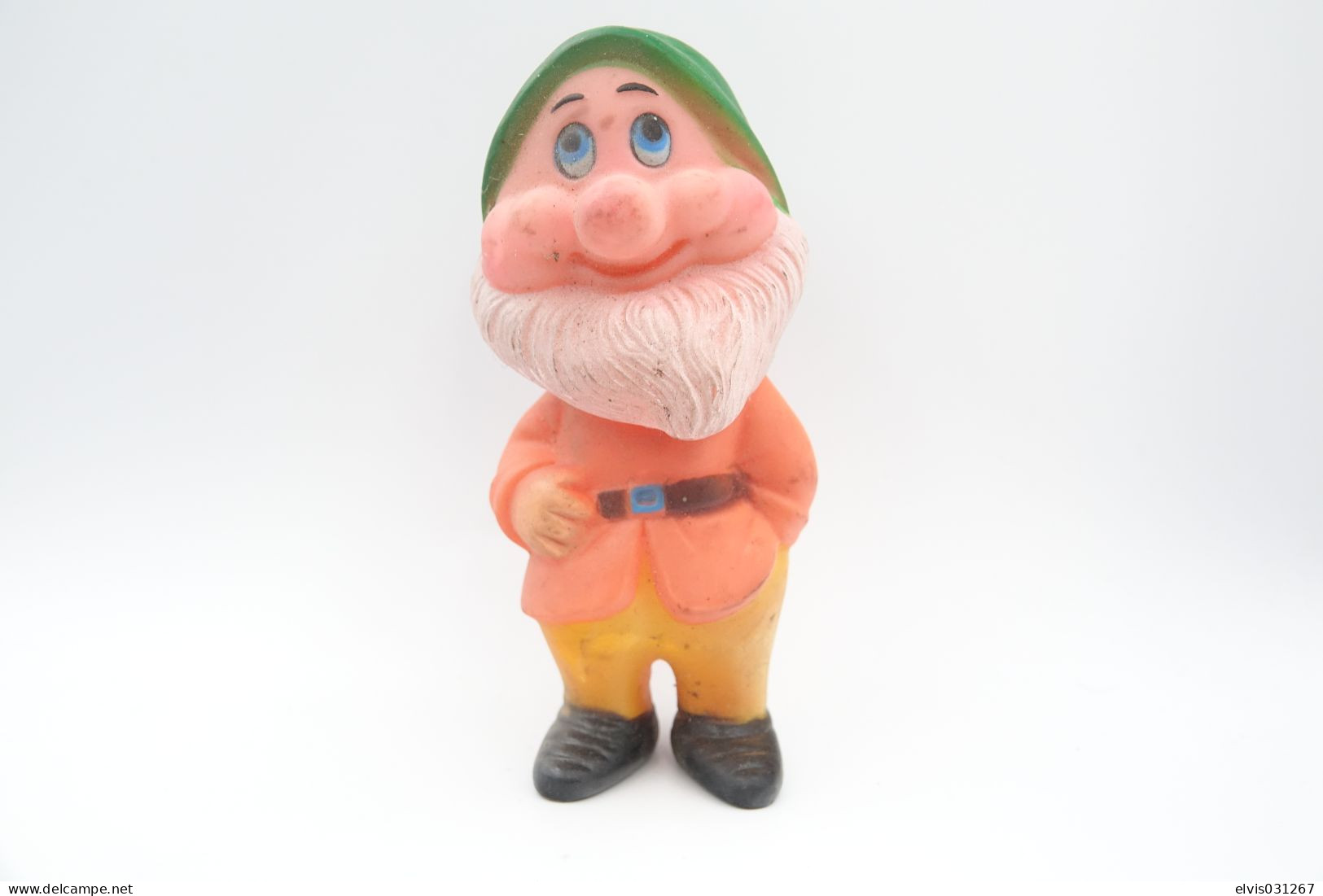 PIEPER POUET SQUEAKY:  DWARF DWERG NAIN - 1970's - L=12 - DISNEY - Rubber - Vinyl - Schtroumpfs