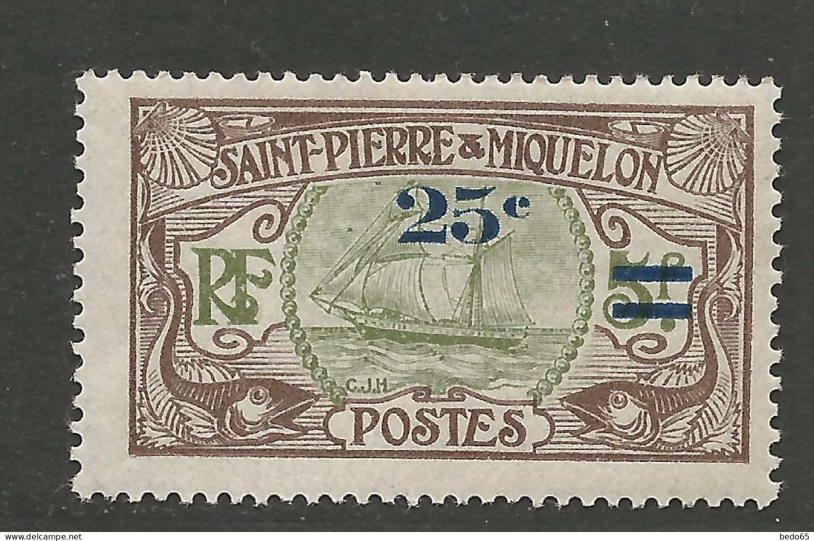 SAINT PIERRE ET MIQUELON N° 120 NEUF* TRACE DE CHARNIERE   / Hinge  / MH - Neufs