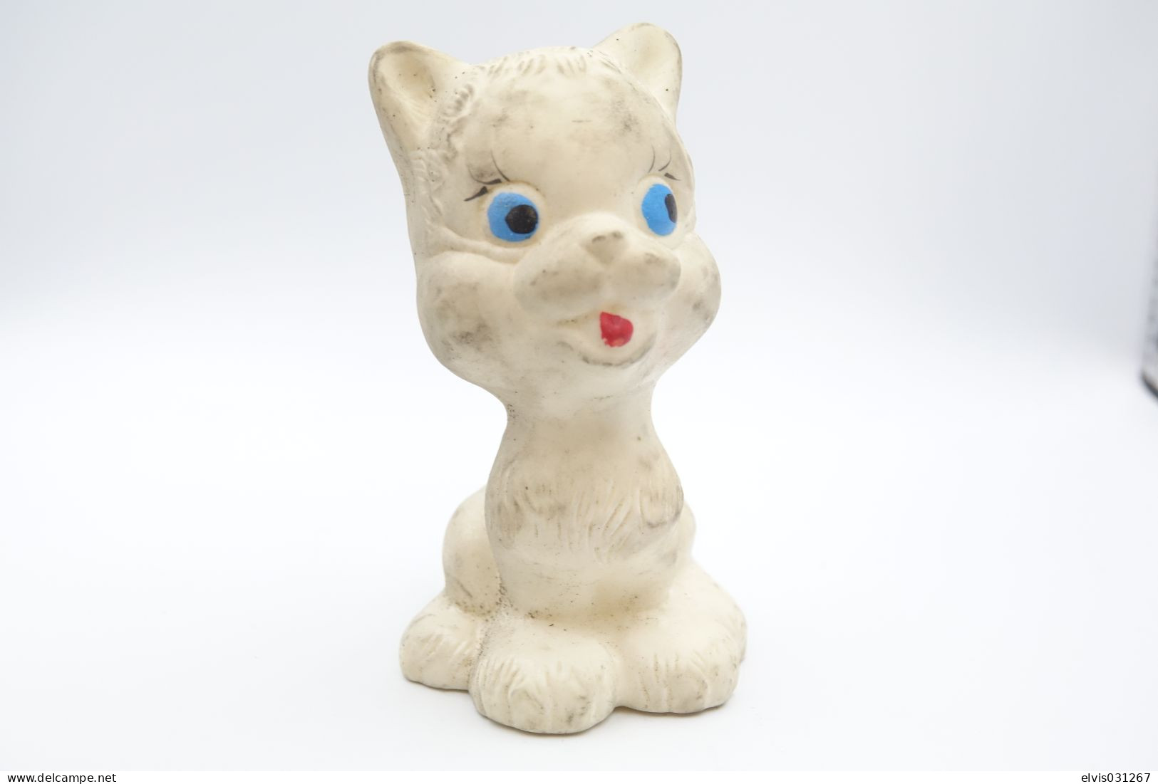 PIEPER POUET SQUEAKY: RUBBERTOYS CAT CHAT KAT - L=11 - ITALY - Rubber - Vinyl -1960's - Schtroumpfs