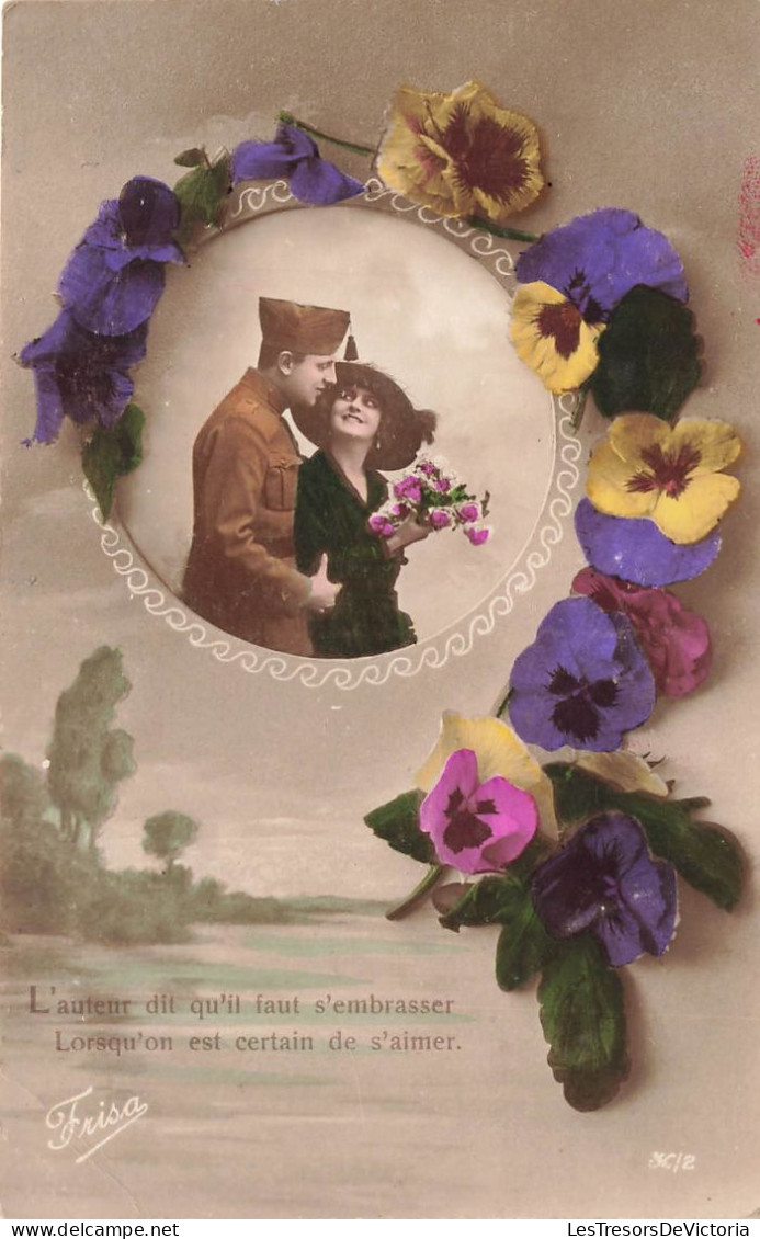 COUPLES - L'auteur Dit Qu'il Faut S'embrasser - Lorsqu'on Est Certain De S'aimer - Colorisé - Carte Postale Ancienne - Parejas
