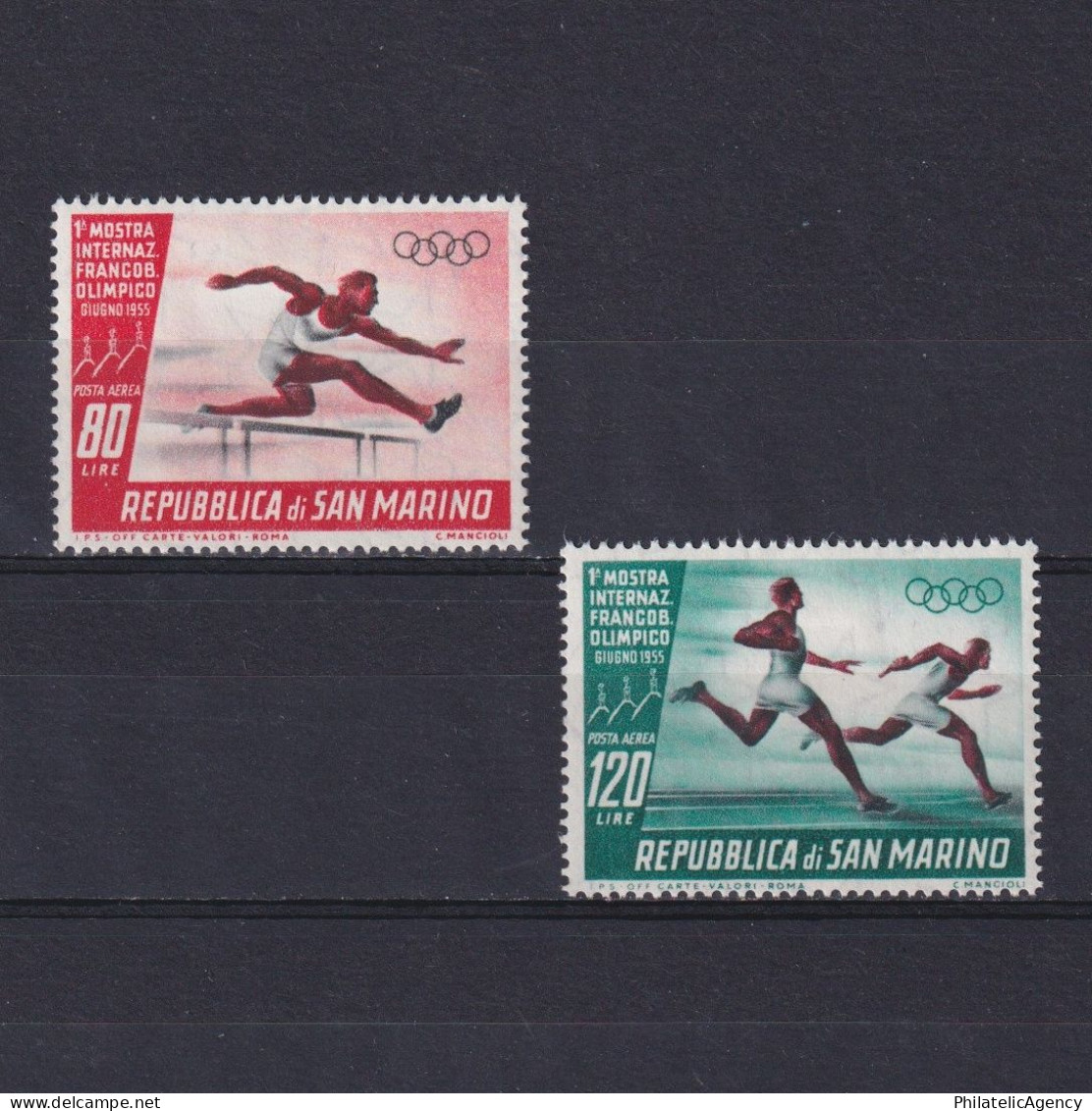 SAN MARINO 1955, Sc# C93-C94, Olympic Games, MH - Neufs