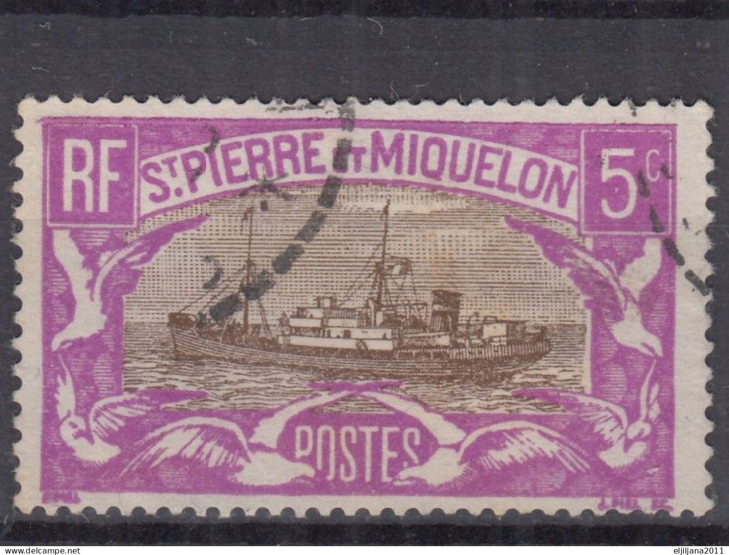 ⁕ St. Pierre And Miquelon 1932 ⁕ Fishing Ship 5c. Mi.136 ⁕ 1v Used - Usados